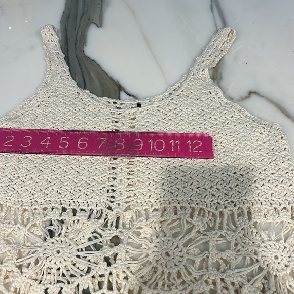 Boho Crochet Cotton Knit Top With Fringe-Boutique size L - Picture 7 of 7